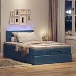 vidaXL Lit ottoman avec matelas et LED bleu 120x190 cm tissu