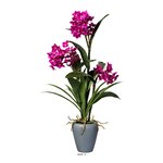 Orchidée dendrobium factice 3 hampes vase céramique h70cmd40cm fushia - couleur: rose fushia