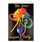 Carte FLUO Texte NÉON Bon Anniversaire Pasta Party avec Enveloppe 12x17,5cm