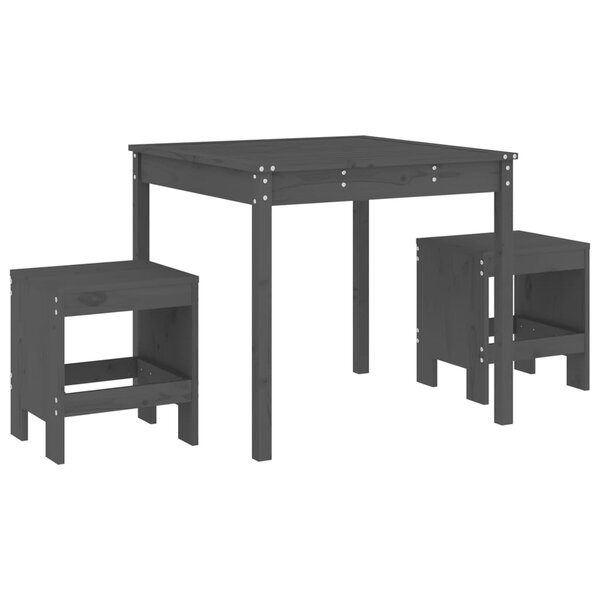 vidaXL Ensemble de bistrot de jardin 3 Pièces gris bois de pin massif