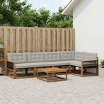 vidaXL Ensemble de canapés d'extérieur 6 Pièces Naturel et gris clair