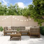 vidaXL Salon de jardin 6 Pièces avec coussins marron miel bois massif