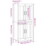 vidaXL Buffet haut Blanc 69 5x34x180 cm Bois d'ingénierie