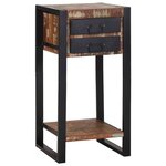 vidaXL Table d'appoint avec tiroir Multicolore Bois récupéré massif
