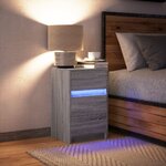 vidaXL Armoire de chevet et lumières LED sonoma gris bois d'ingénierie