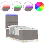 vidaXL Lit à ressorts avec matelas & LED taupe 80x200 cm tissu