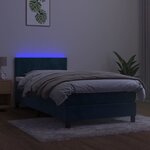 vidaXL Sommier à lattes de lit et matelas et LED Bleu foncé 90x190cm