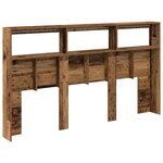 vidaXL Armoire tête de lit avec LED vieux bois 180x17x102 cm