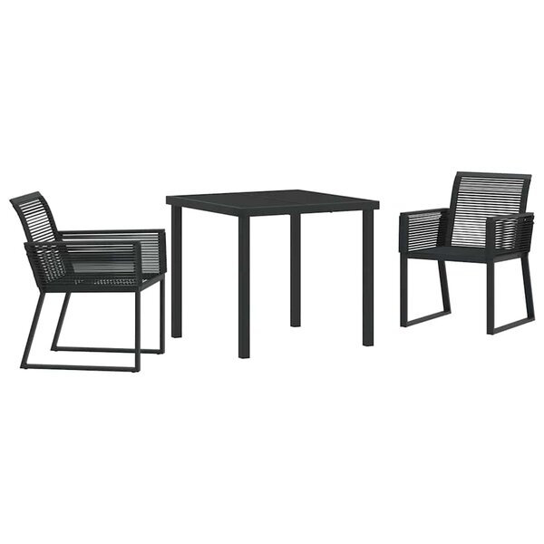 vidaXL Ensemble de salle à manger pour jardin 3 Pièces Noir Poly rotin