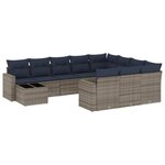 vidaXL Salon de jardin 11 Pièces avec coussins gris résine tressée