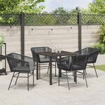 vidaXL Ensemble de salle à manger pour jardin 5 Pièces Noir Poly rotin