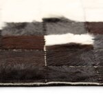 vidaXL Tapis Cuir véritable Patchwork 120 x 170 cm Carré Noir/Blanc
