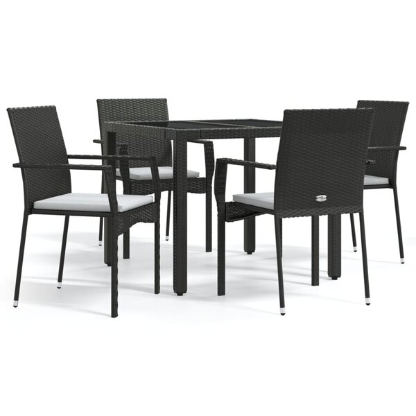 vidaXL Ensemble à manger de jardin coussins 5Pièces Noir Résine tressée