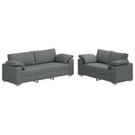 vidaXL Canapé 2 Pièces Gris foncé 219 x 80 x 82 cm tissu