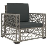 vidaXL Salon de jardin 6 Pièces avec coussins résine tressée gris
