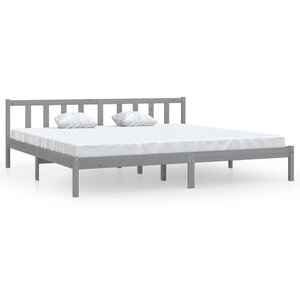 vidaXL Cadre de lit sans matelas gris bois massif 200x200 cm
