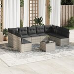 vidaXL Salon de jardin avec coussins 10 Pièces gris clair résine tressée