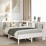 vidaXL Lit bibliothèque sans matelas blanc 120x190 cm bois pin massif