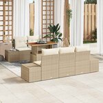 vidaXL Ensemble de canapé de jardin 6 Pièces Beige Poly rotin