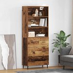 vidaXL Haut Armoire 2 Pièces Bois Ancien Bois Aggloméré et Verre