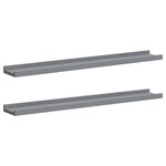 vidaXL Étagères à rebord pour cadre photo 2 Pièces Gris 80x9x3 cm MDF