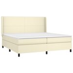 vidaXL Sommier à lattes de lit matelas LED Crème 200x200 cm Similicuir