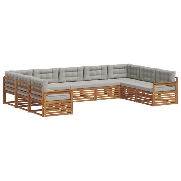 vidaXL Ensemble de canapés d'extérieur 9 Pièces Gris Naturel et Clair