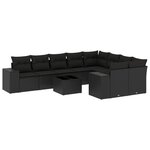 vidaXL Salon de jardin 10 Pièces avec coussins noir résine tressée