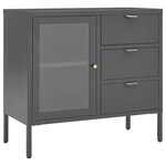 vidaXL Buffet Anthracite 75x35x70 cm Acier et verre trempé