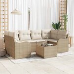 vidaXL Ensemble de canapé de jardin 7 Pièces Beige  Crème 55 x 55 x 37 cm