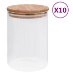 vidaXL Pots de conservation en verre couvercle en bambou 10 Pièces 260 ml