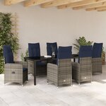 vidaXL Ensemble de Salon de Jardin de 7 Pièces avec Coussins en Rattan Poly Noir
