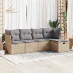 vidaXL Salon de jardin avec coussins 5 Pièces beige résine tressée