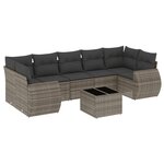 vidaXL Salon de jardin 8 Pièces avec coussins gris résine tressée