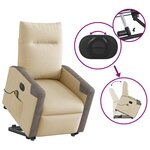 vidaXL Fauteuil inclinable de massage électrique Crème Tissu