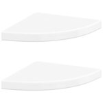 vidaXL Étagères d'angle flottantes 2Pièces blanc brillant 35x35x3 8cm MDF