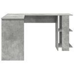 vidaXL Bureau d'angle avec rangement en béton gris 140x113 5x75cm