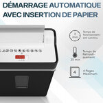 Destructeur de Documents 14L- ACROPAQ- Coupe Croisée- Broyeur Papier 6 Feuilles- Niveau Sécurité P4- Arrêt Automatique