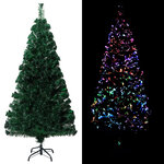 vidaXL Sapin de Noël artificiel avec support vert 120 cm fibre optique