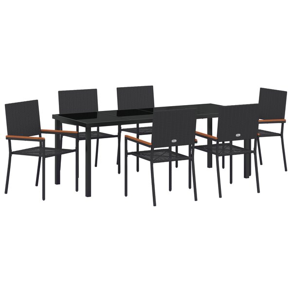 vidaXL Ensemble de jardin 7 pièces Noir en Poly Rattan
