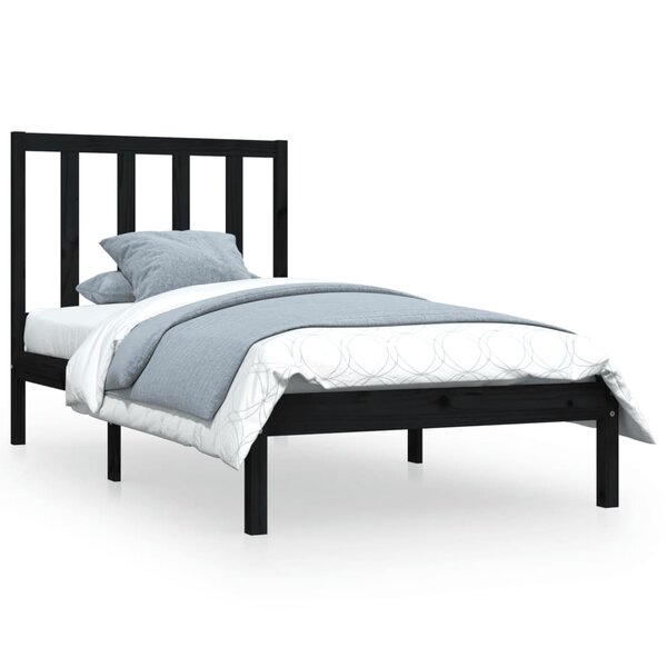 vidaXL Cadre de lit sans matelas noir bois massif de pin 100x200 cm