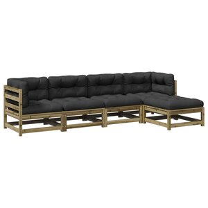 vidaXL Salon de jardin 5 Pièces avec coussins bois de pin imprégné