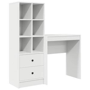 vidaXL Bureau avec tiroir avec étagère avec stockage 2 Pièces Blanc