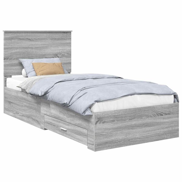 vidaXL Cadre de lit Gris Sonoma 90 x 200 cm Bois d'ingénierie