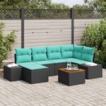 vidaXL Ensemble de canapé de jardin 7 Pièces Noir et turquoise