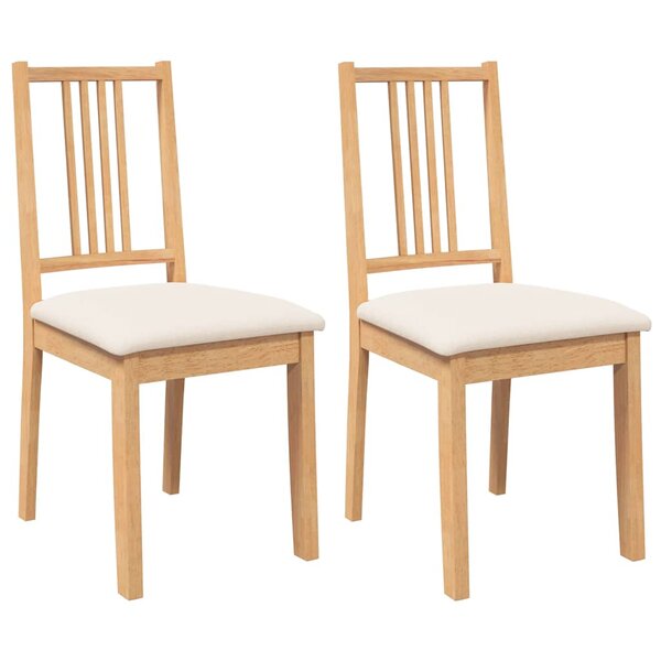 vidaXL Chaises à manger coussins 2 Pièces naturel bois massif caoutchouc