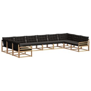 vidaXL Ensemble de canapés d'extérieur 10 pc Blanc et noir