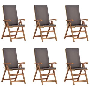 vidaXL Chaise de jardin 6 pc Marron et gris Bois de teck massif
