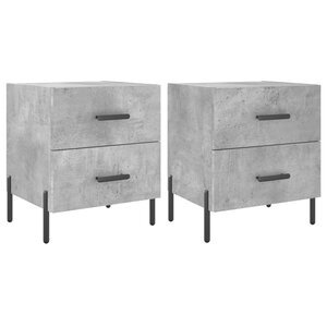 vidaXL Tables de chevet 2Pièces gris béton 40x35x47 5cm bois d’ingénierie