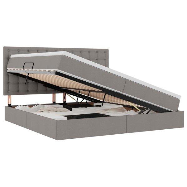 vidaXL Lit avec rangement et matelas Taupe 200 x 200 cm Polyester